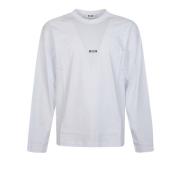 Msgm Långärmad Logo Print T-Shirt White, Herr