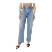 Agolde Hög Midja Wide Leg Jeans Blue, Dam