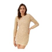 Retrofête Paljett Mini Klänning Nikki Beige, Dam