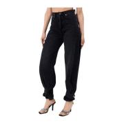 Agolde Svarta Wide Leg Jeans Cleo Black, Dam