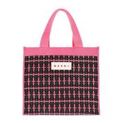 Marni Rosa Jacquard Stor Shopper Väska Pink, Dam