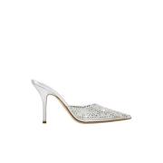 Paris Texas Kristalldekorerade transparenta mules Gray, Dam