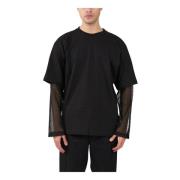 The Silted Company Bomull Mesh Avslappnad Passform T-shirt Black, Herr