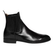 Elia Maurizi Handgjord Läder Chelsea Boot i Svart Black, Herr