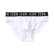 Dsquared2 Vita Bomull Logo Icon Briefs White, Herr