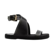 Isabel Marant Svarta läder sandaler med nitar Black, Dam