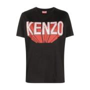 Kenzo Svart Logo Print T-shirt Black, Dam