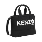 Kenzo Svart Utility Shopper Väska med Boke Flower Print Black, Dam