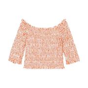 Kenzo Retro Orange Rutig Rynkad Topp Pink, Dam