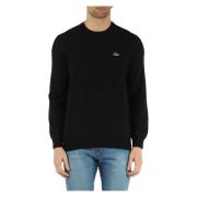 Lacoste Regular Fit Bomull Crewneck Tröja Black, Herr