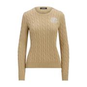 Ralph Lauren Bomullströja med flätstickning Beige, Dam