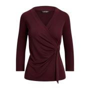 Ralph Lauren Burgundisk blus med rynkning Brown, Dam