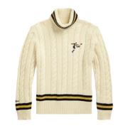 Ralph Lauren Kabelstickad polotröja i ullmix Beige, Herr