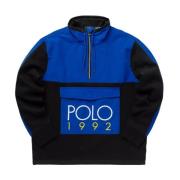 Ralph Lauren Svart och blå sweatshirt med logotyp Multicolor, Herr