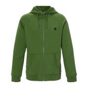 Timberland Grön River Hoodie Borstad Tyg Dragkedja Green, Herr