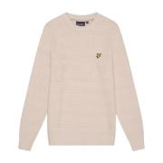 Lyle & Scott Stickat Våffelstickad Tröja Beige, Herr