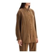 Lemaire Silke Oversized Skjorta med Avtagbar Sjalkrage Brown, Dam