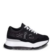 Rucoline Tyg- och lädersneakers med mocka Black, Dam