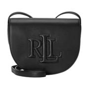 Ralph Lauren Dam Skulderväska, Läder, Stiligt Modell Black, Dam