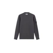 Stone Island Grå Ull Crewneck Tröja med Ribbed Detaljer Gray, Herr