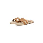 Tommy Hilfiger Präglad Platt Sandal Brown, Dam