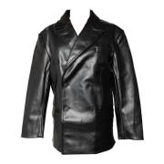 House of Sunny Retro Blazer i Faux Läder Black, Herr