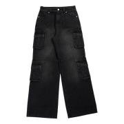 Misbhv Svarta Denim Cargo Byxor Black, Dam