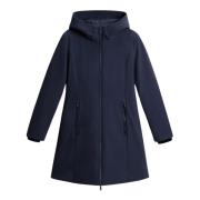 Woolrich Tech Softshell Dunparka med Feminin Silhuett Blue, Dam