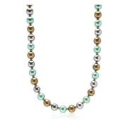 Nialaya 10mm Pastel Metallic Pearl Necklace with Gold Yellow, Herr