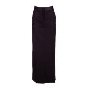 Semicouture Svart A-linje Maxi Kjol med Satin Midjeband Black, Dam