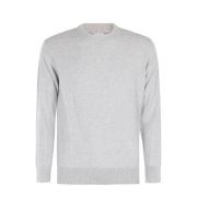 Eleventy Tipping Crew Neck Sweater Gray, Herr