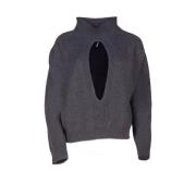 Liviana Conti Mörkgrå Cutout Mock Neck Sweater Gray, Dam