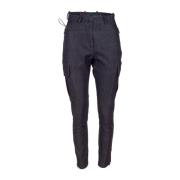 RRD Skinny Cargo Denim-effekt Byxor i Svart Black, Dam