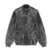 Octopus Fringed Denim Bomberjacka Gray, Herr