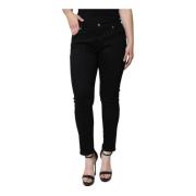 Dolce & Gabbana Svarta Skinny Denim Jeans med Logo Black, Dam