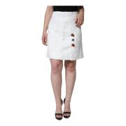 Dolce & Gabbana Vit Blommig Brokad High-Waist Minikjol White, Dam