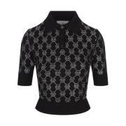 Philipp Plein Strass Monogram Svart Polotröja Black, Dam