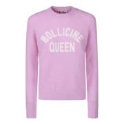 MC2 Saint Barth Ull Crewneck Tröja med Frontlogo Pink, Dam