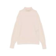 D.Exterior Kräm Vit Stickad Turtleneck Sweater Beige, Dam