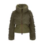 K-Way Eco Fur Bonded Short Jacket Green, Dam