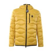 Blauer Wave Quiltad Huva Herr Pufferjacka Yellow, Herr