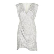 Sofie Schnoor Silver Jacquard V-ringad Kort Klänning Gray, Dam