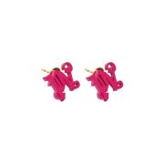 Palm Angels Gyllene Fuchsia Monogram Örhängen Pink, Dam