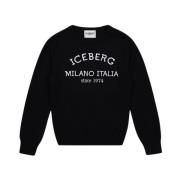 Iceberg Kids -Black crew neck sweater with logo Black, Herr