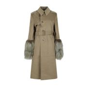 Burberry Beige Trenchcoat med Manschettdetaljer Brown, Dam