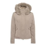 RefrigiWear Tech Pälsjacka Beige med Logo Beige, Dam