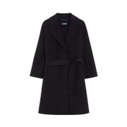 Max Mara Svart Kort Kappa Bred Linje Kimono Ärmar Black, Dam