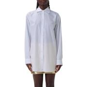 Moschino Vit Oversized Skjorta White, Dam