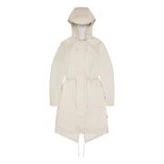 Rains Sportig Parka med Fishtail Hem White, Dam