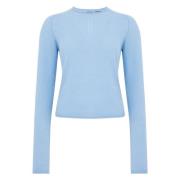 Pinko Ljusblå Crewneck Alpacka Silktröja Blue, Dam